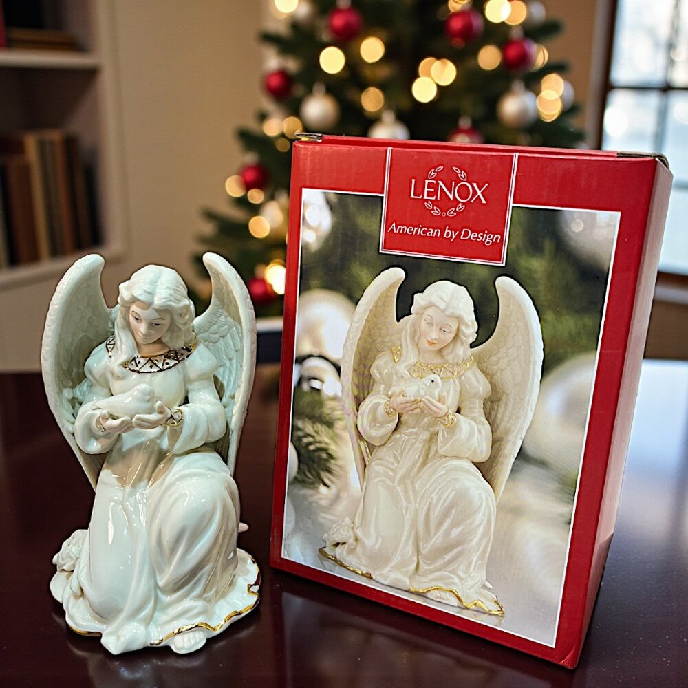 Lenox Angelic Visions Peace Kneeling Angel Figurine  6" With Box